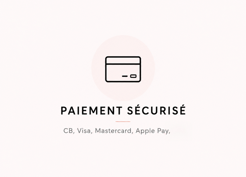 Icône de paiement sécurisé avec les moyens de paiement CB, Visa, Mastercard et Apple Pay.