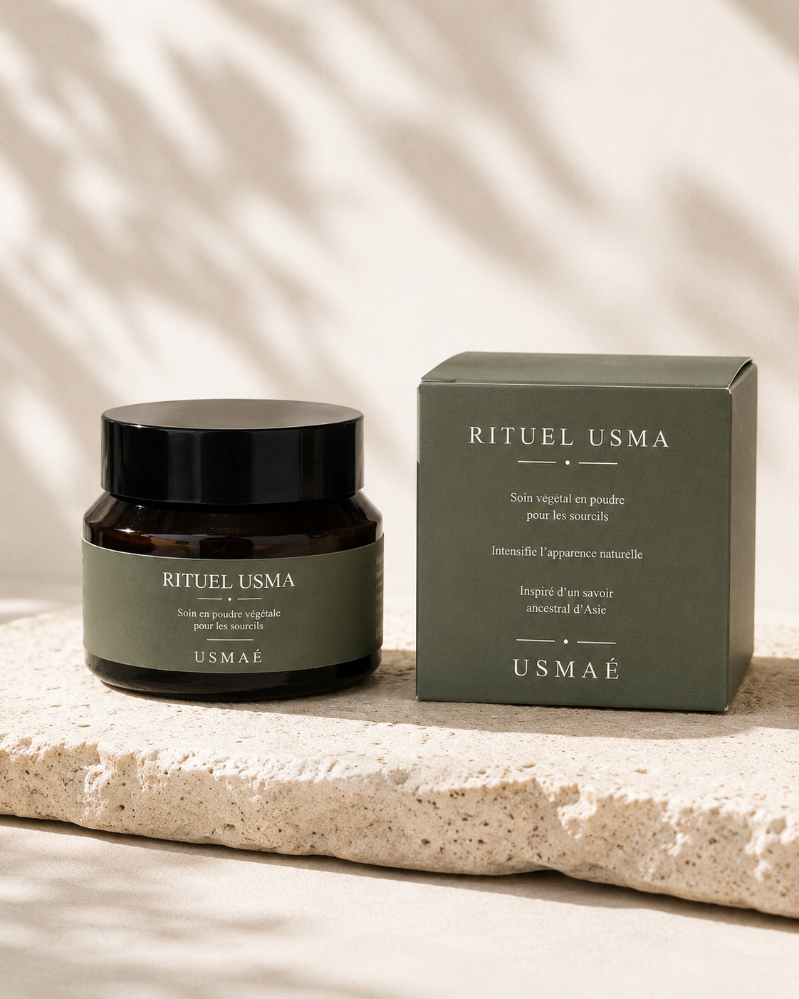 Rituel Usma, soin traditionnel pour sourcils en pot avec sa boîte Usmaé 