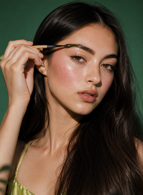 Application du soin d'Usma sur les sourcils.